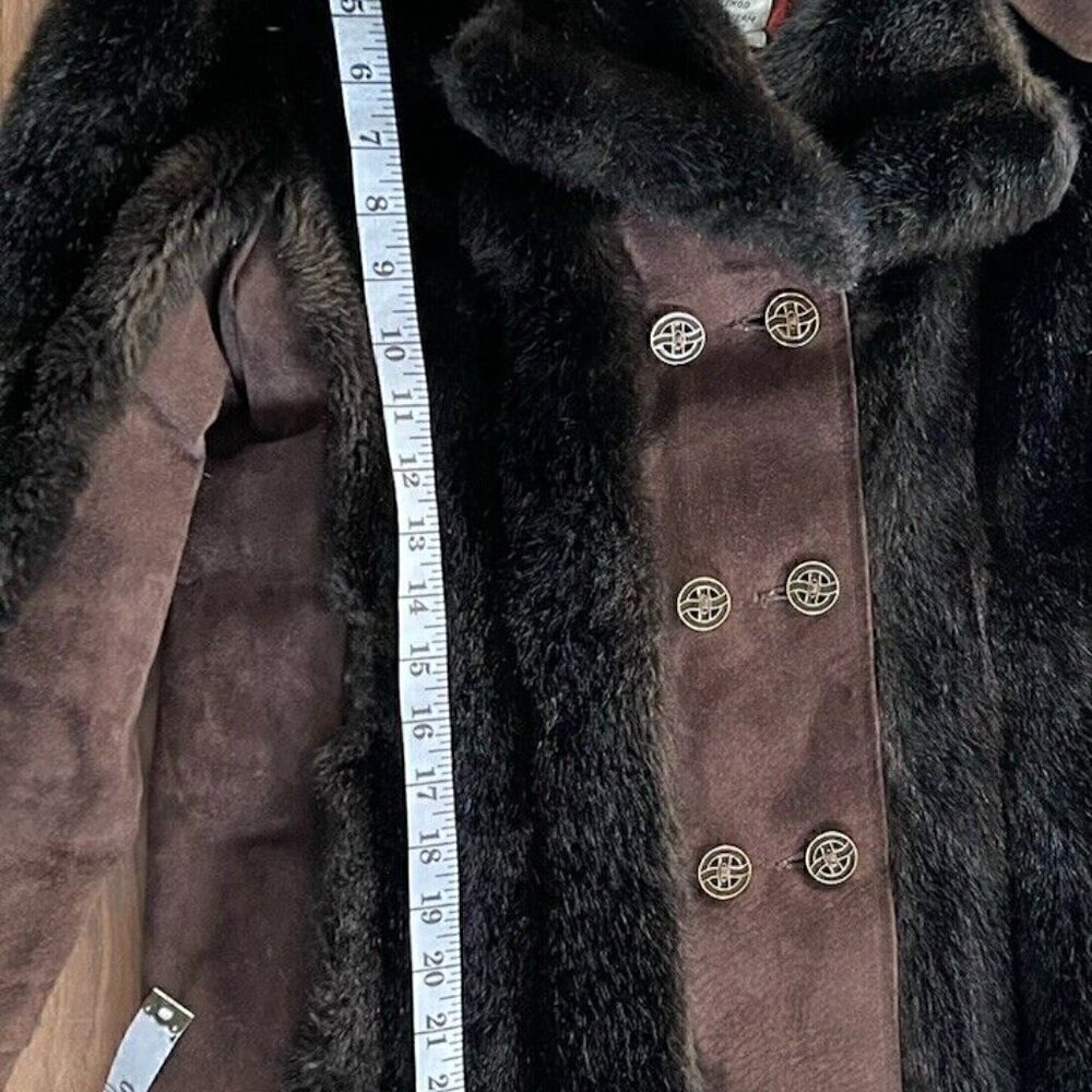 Lykafur Brown Faux Fur Coat for Women Vintage Tissavel France - Sz M w/S… - Picture 4 of 15